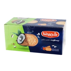 شیر رضا-بیسکویت (جعبه ای) (نارگیل)-1100 گرمی