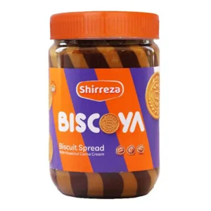 شیر رضا-کرم بیسکویت (دو رنگ) (شیشه)-450 گرمی